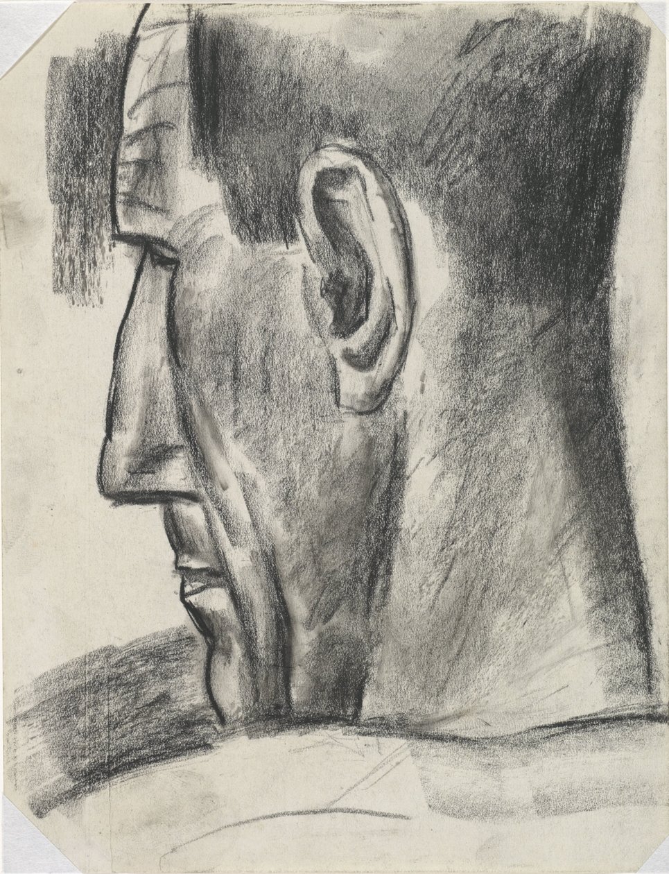 Kop van man van achter gezien en profil door Leo Gestel