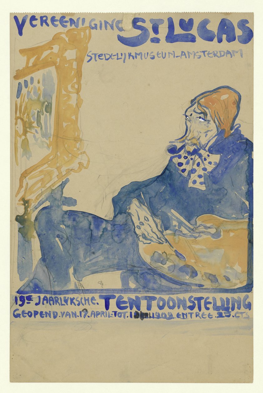 Ontwerp voor het affiche van de 19e jaarlijkse Tentoonstelling van Vereening St. Lukas in het Stedelijk Museum te Amsterdam door Leo Gestel