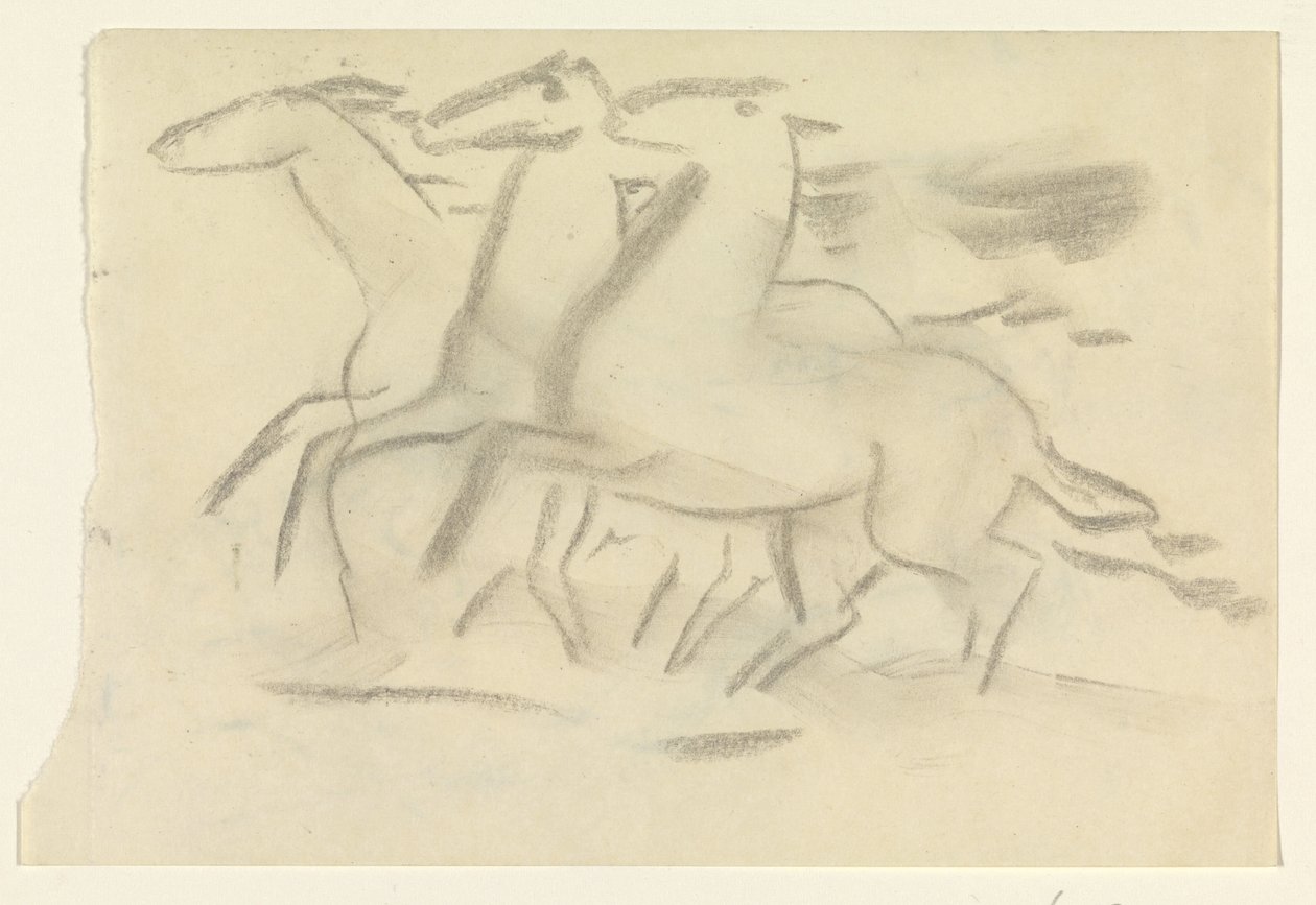 Rennende paarden door Leo Gestel