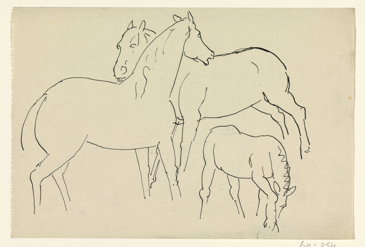Twee paarden en een veulen door Leo Gestel