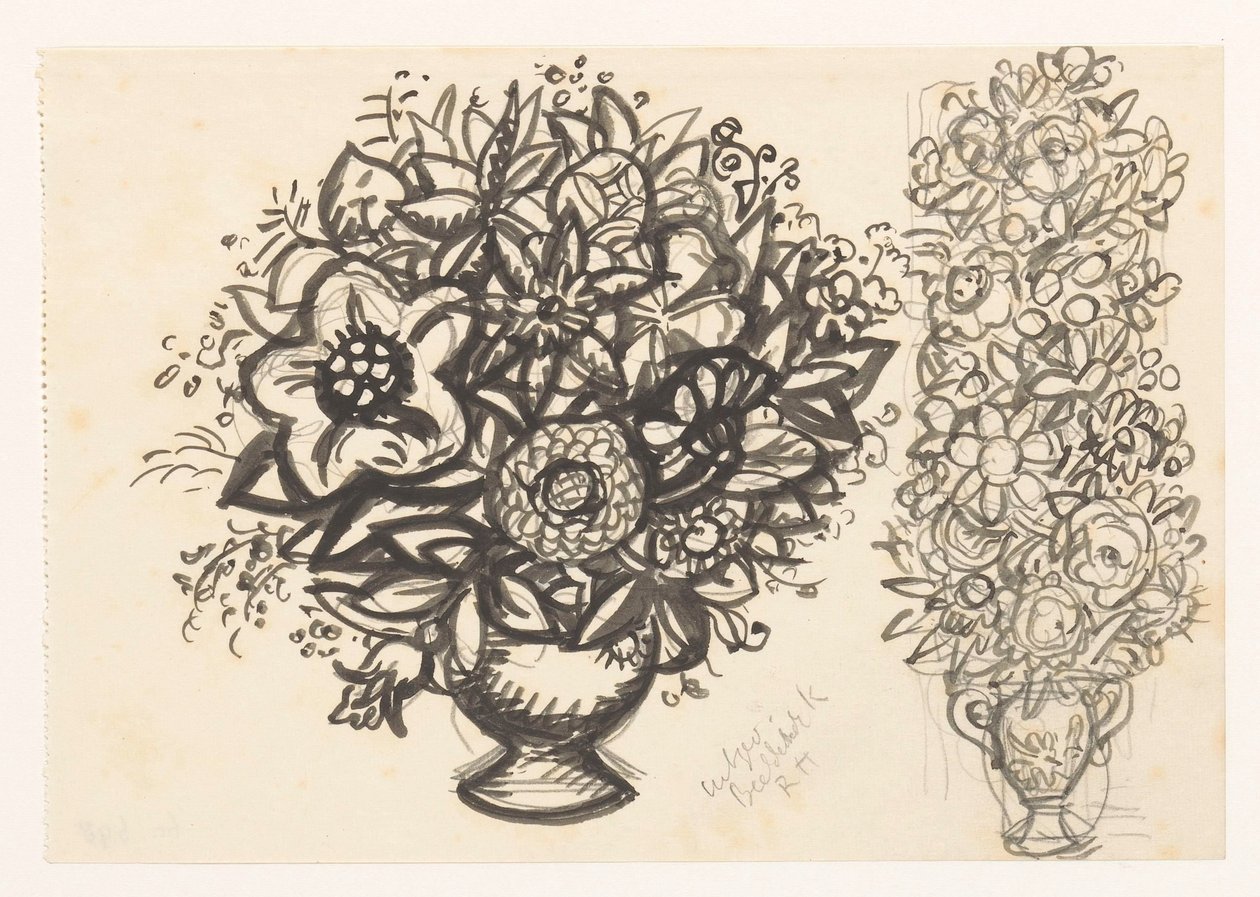 Twee vazen met bloemen door Leo Gestel