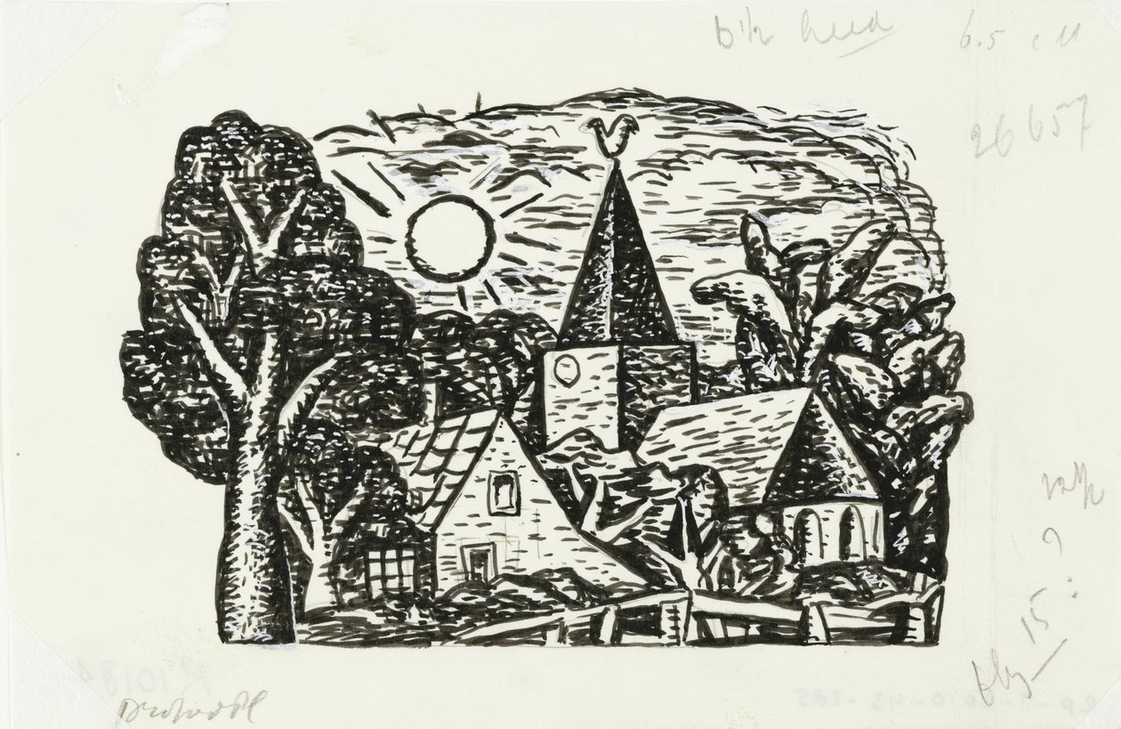 Vignet voor biografie van Gestel door Prof. W. van der Pluym door Leo Gestel
