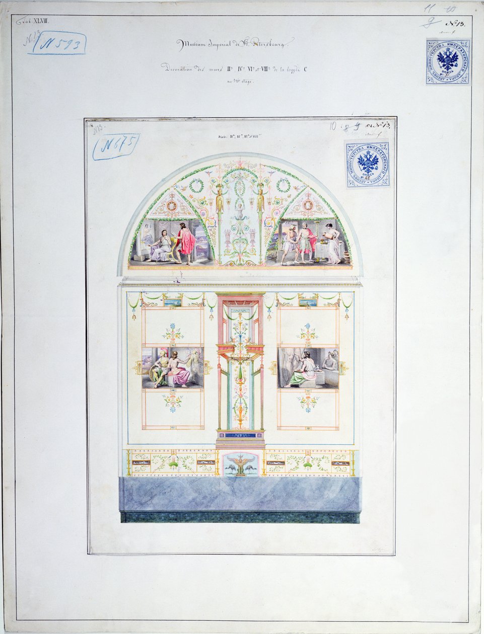 Muurschildering ontwerp voor de Hermitage, St. Petersburg, c.1840 door Leo von Klenze