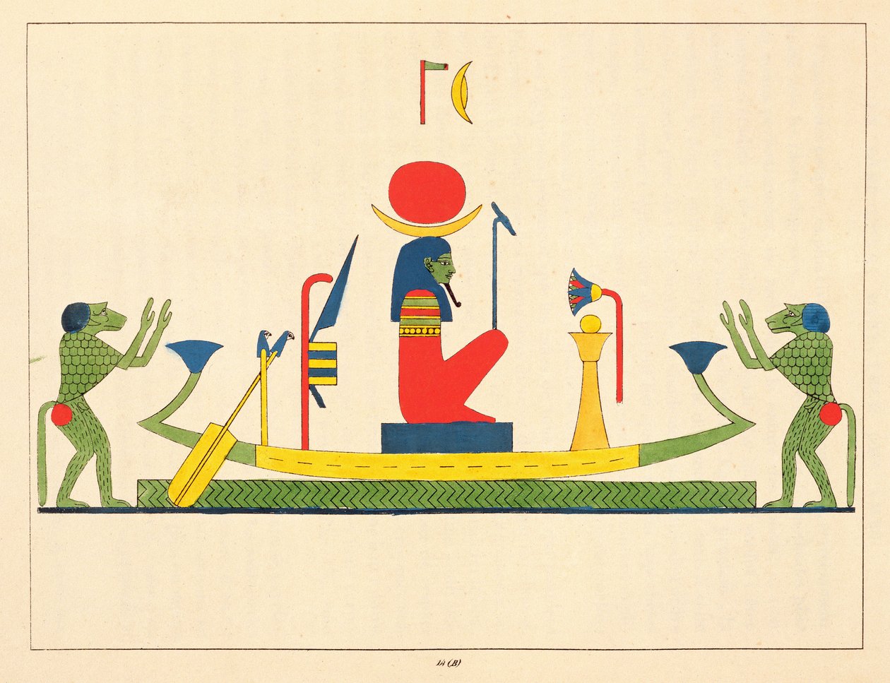 De god Khonsu, illustratie uit Pantheon egyptien: collectie van mythologische personages uit het Oude Egypte door Jean-Francois Champollion, gepubliceerd 1823-25 door Leon Jean Joseph Dubois