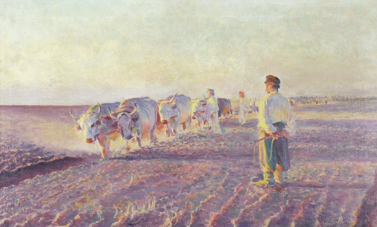 Ploegen in Oekraïne, 1892 door Leon Wyczolkowski