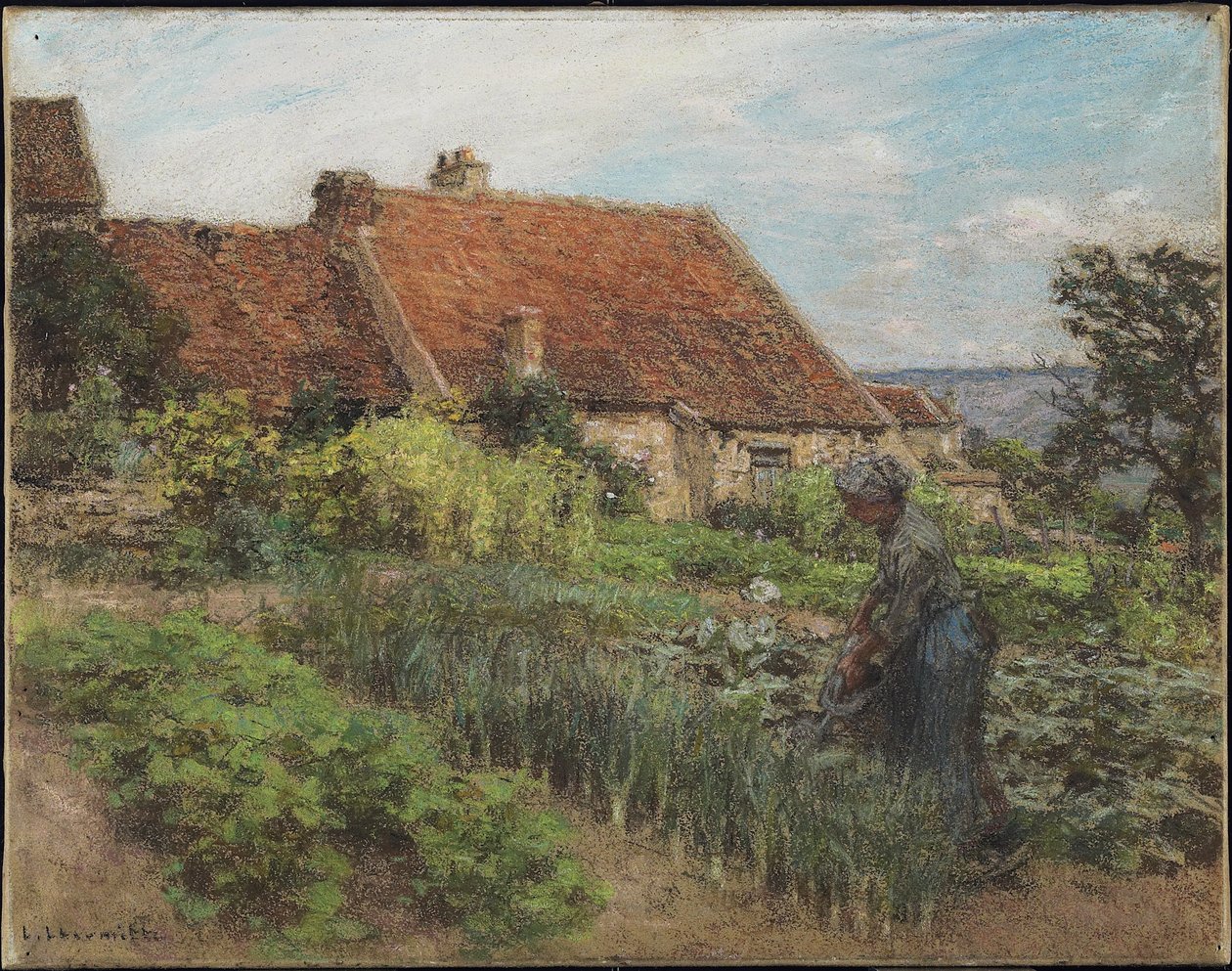 De tuin water geven, 1900 door Leon Augustin Lhermitte