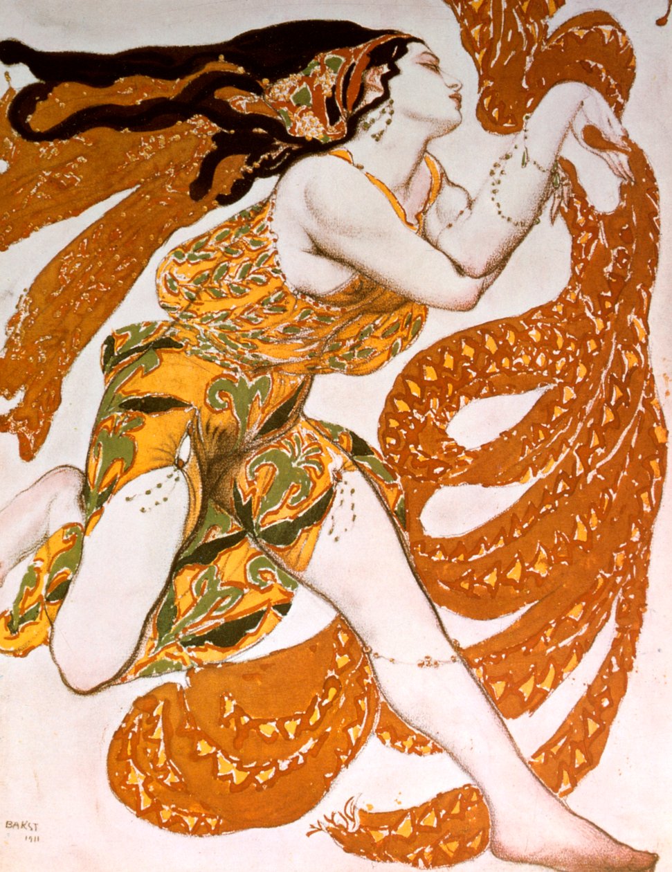 Bacchante, kostuumontwerp voor een Ballets Russes-productie van Tcherepnins Narcisse, 1911 door Leon Bakst