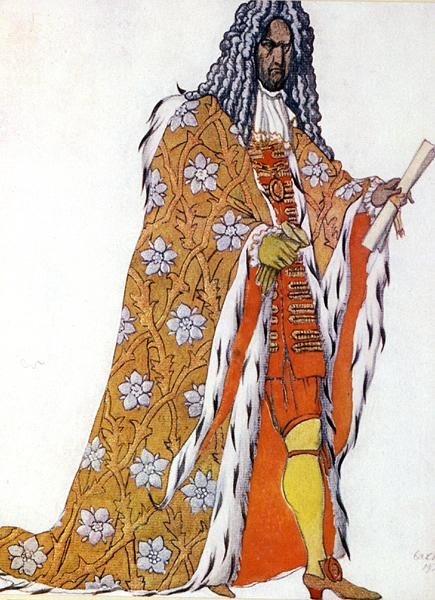 Kostuumontwerp voor de Ceremoniemeester, uit Doornroosje door Leon Bakst