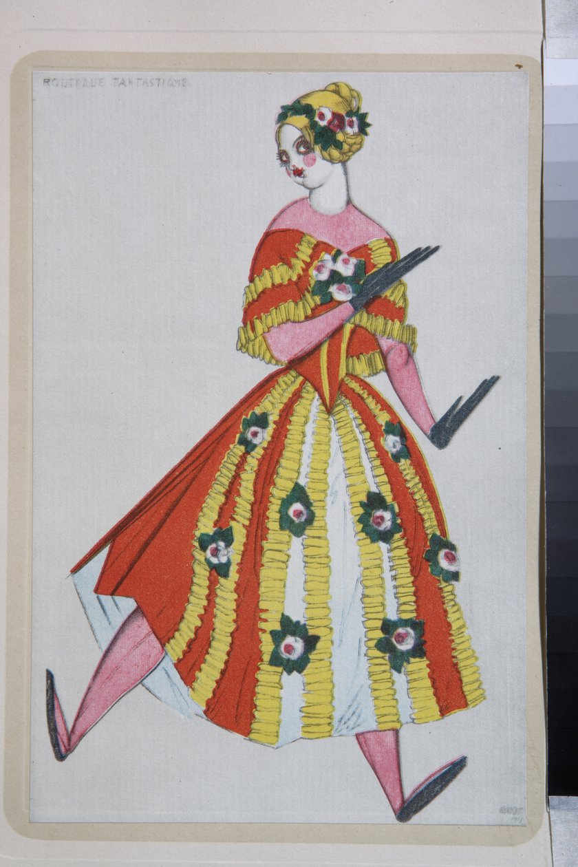 Kostuum voor het ballet "La Boutique Fantasque" geregisseerd door Gioachino Rossini door Leon Bakst