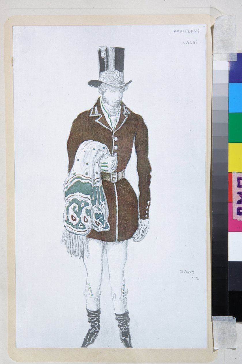 Kostuum voor het ballet Les Papillons van Robert Schumann - Werk van Leon Bakst, lithografie 1912 door Leon Bakst