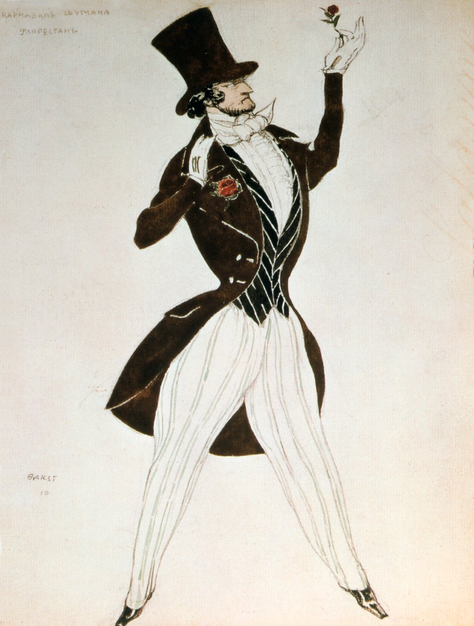 Florestan, Ontwerp voor een Kostuum voor het Ballet Carnaval Gecomponeerd door Robert Schumann door Leon Bakst