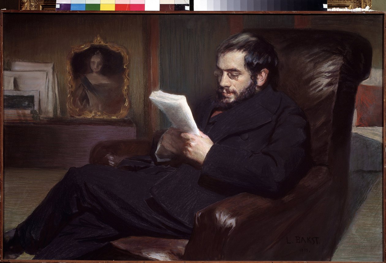 Portret van de kunstenaar Alexander Benois door Leon Bakst