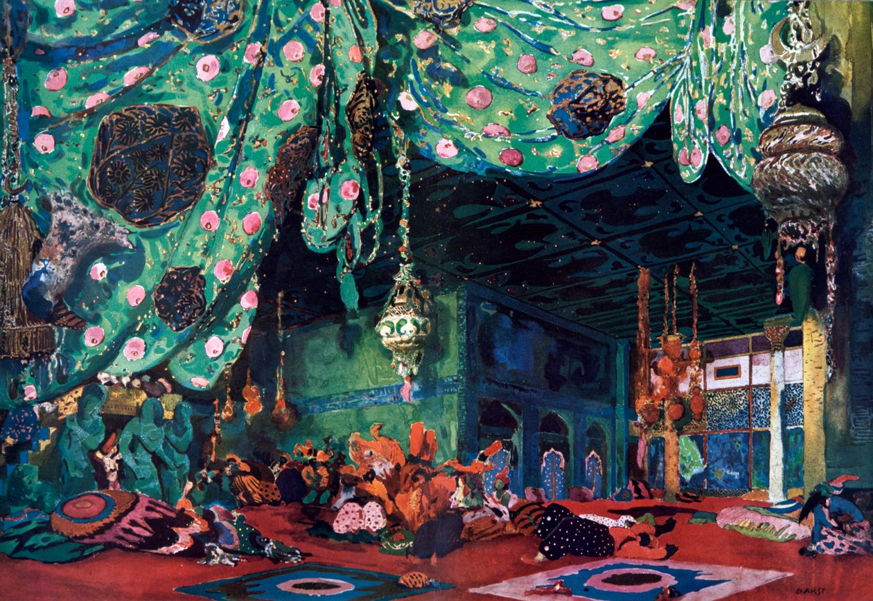 Decorontwerp voor het ballet Scheherazade door Leon Bakst