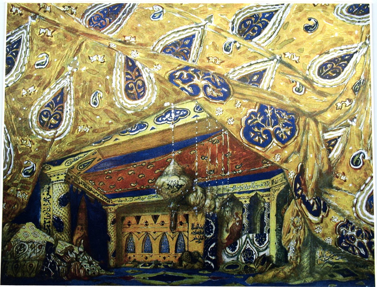 Toneelontwerp voor het ballet Sheherazade van N. Rimsky-Korsakov, 1910 door Leon Bakst