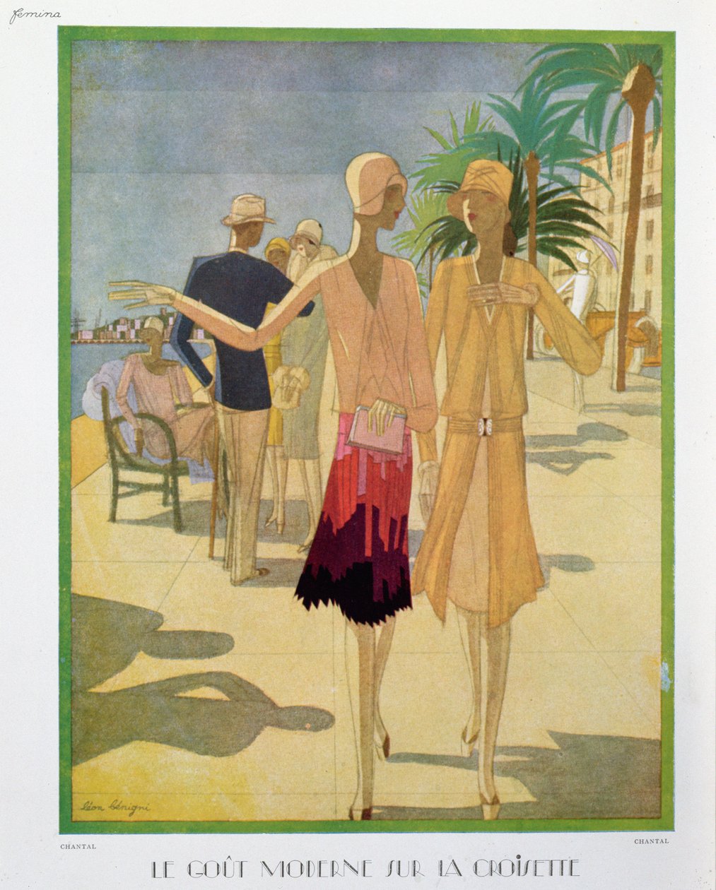 Modieuze mensen wandelen op de Croisette Promenade in Cannes, illustratie uit 