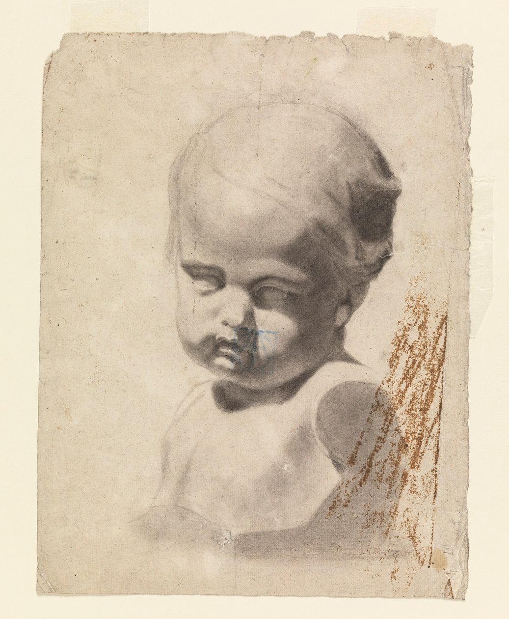Tekening, Studie van een buste van een kind (van een gipsafgietsel), 1881-92 door Leon Dabo