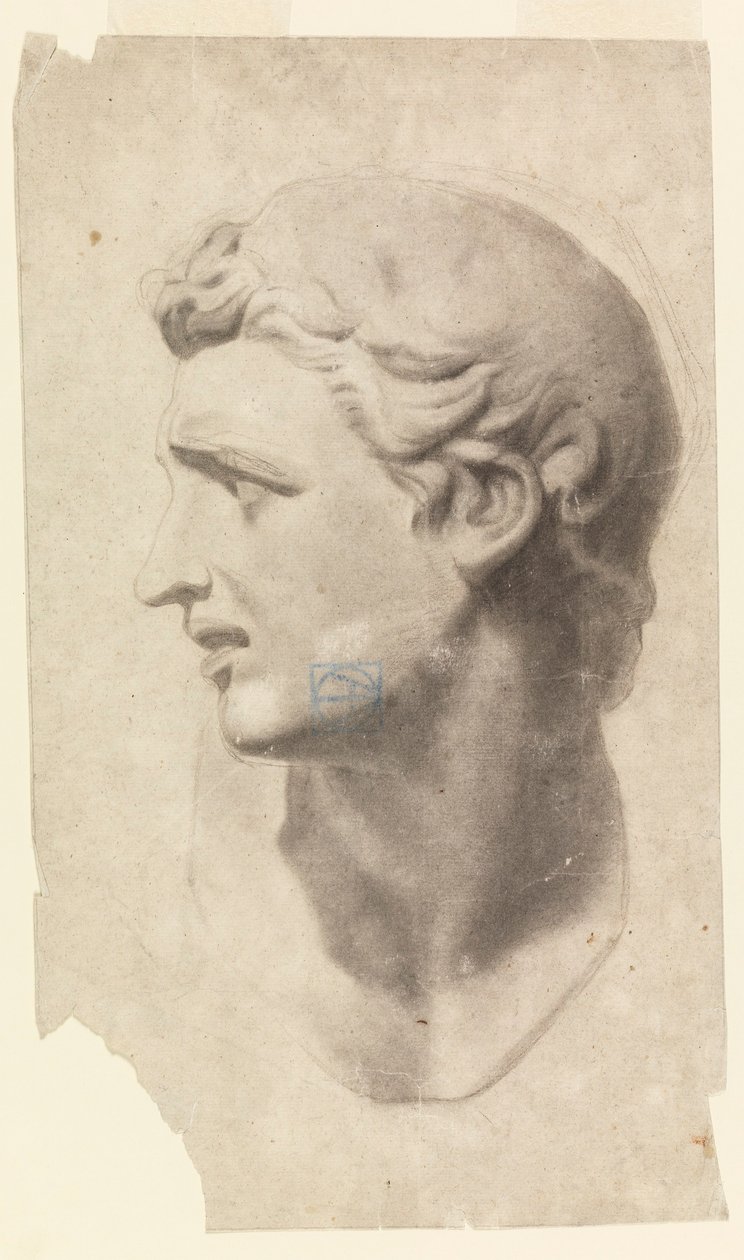 Tekening, Studie van een klassiek mannenhoofd (van een gipsafgietsel), 1881-92 door Leon Dabo