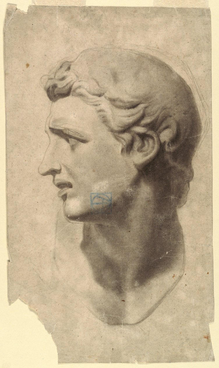 Tekening, Studie van een klassiek mannenhoofd (van een gipsafgietsel), 1881-92 door Leon Dabo