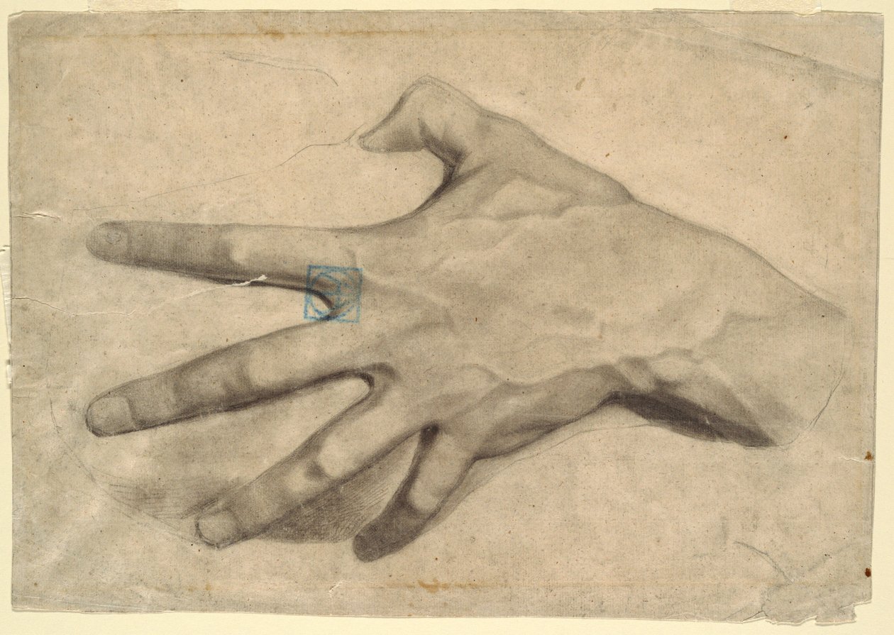 Tekening, Studie van een hand, 1881-92 door Leon Dabo