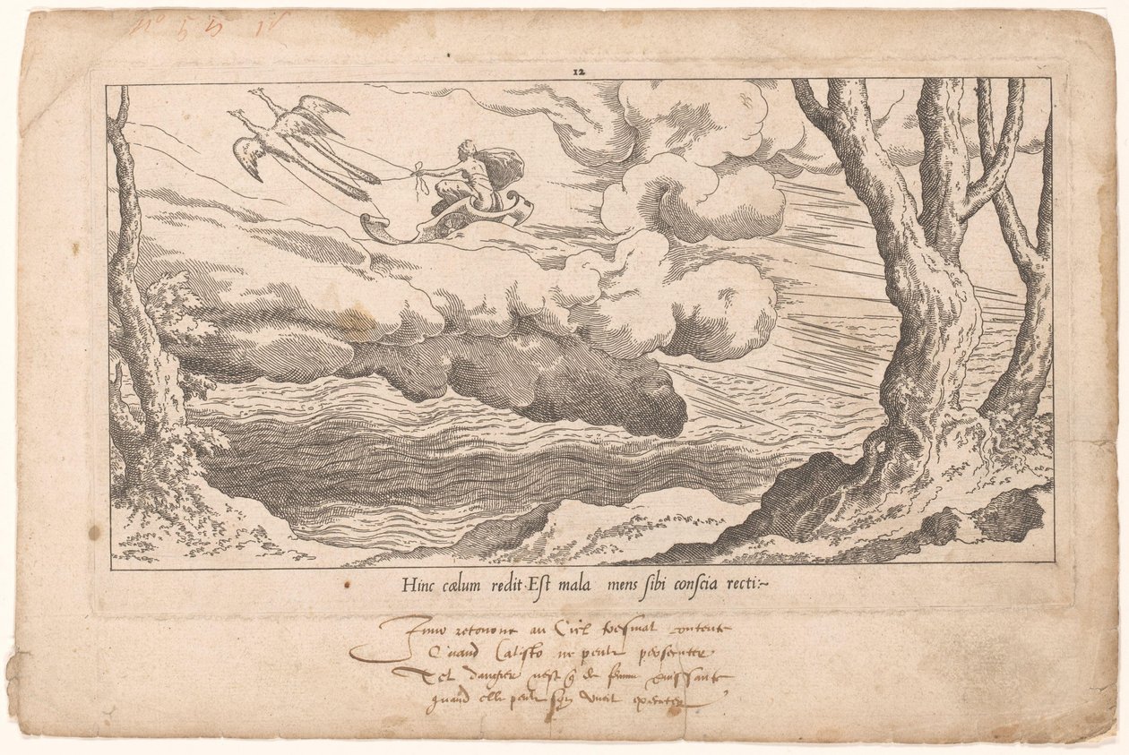 Juno in haar strijdwagen keert terug naar Olympus door Leon Davent