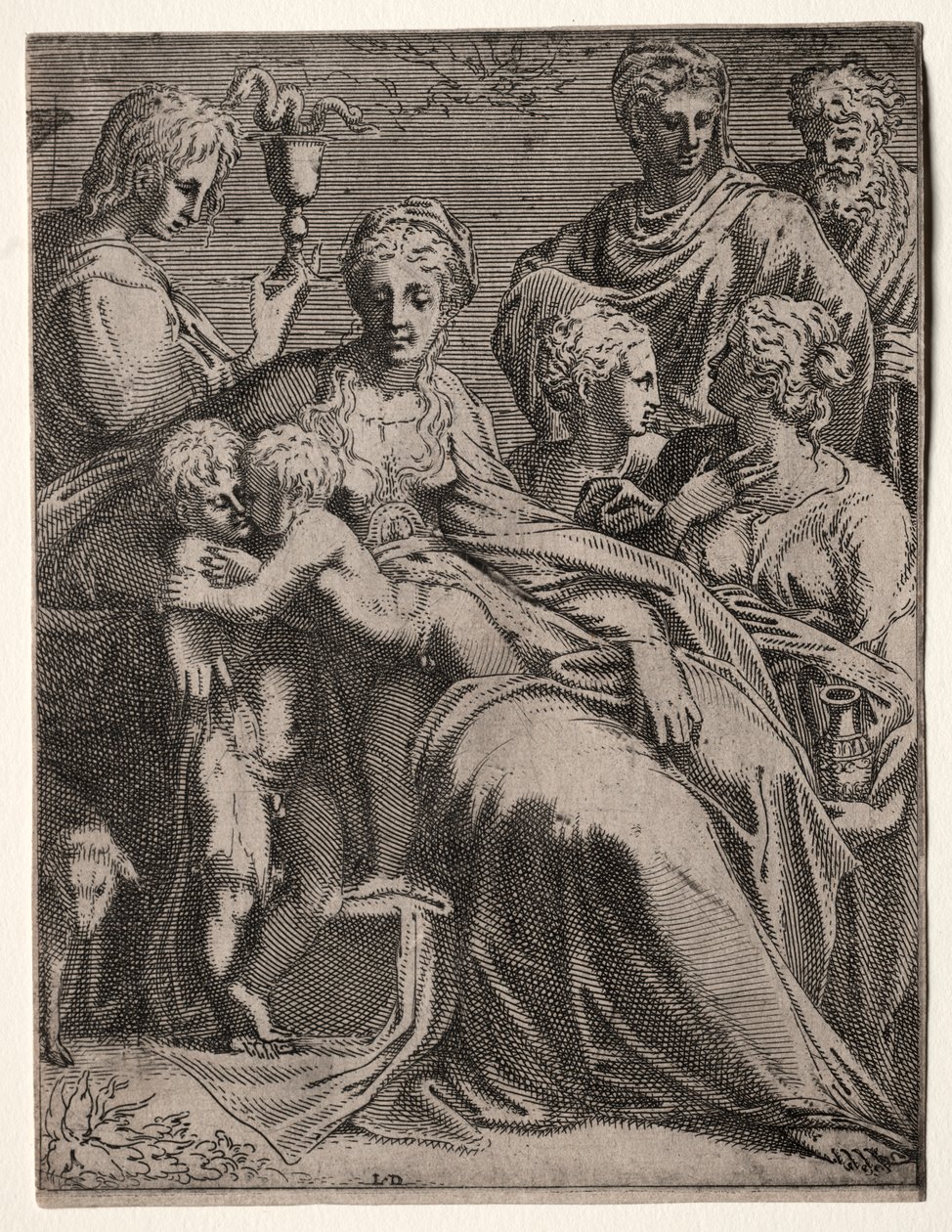Heilige conversatie, 1540s door Leon Davent