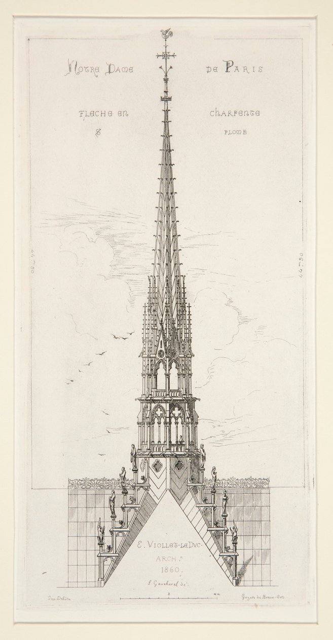 Notre Dame de Paris: Spits in hout en lood door Leon Gaucherel