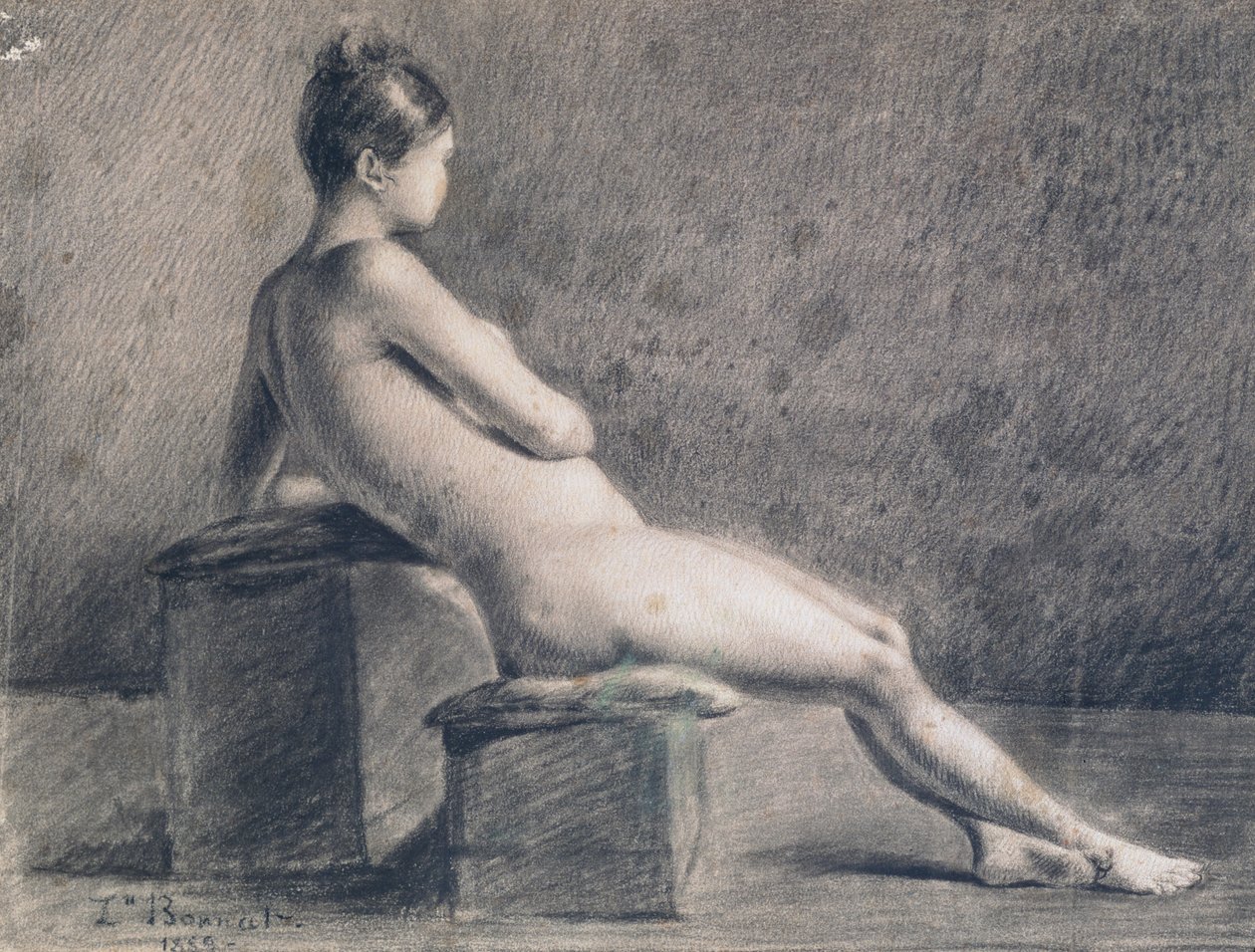 Model in profiel, ca. 1853-1922 door Leon Joseph Florentin Bonnat