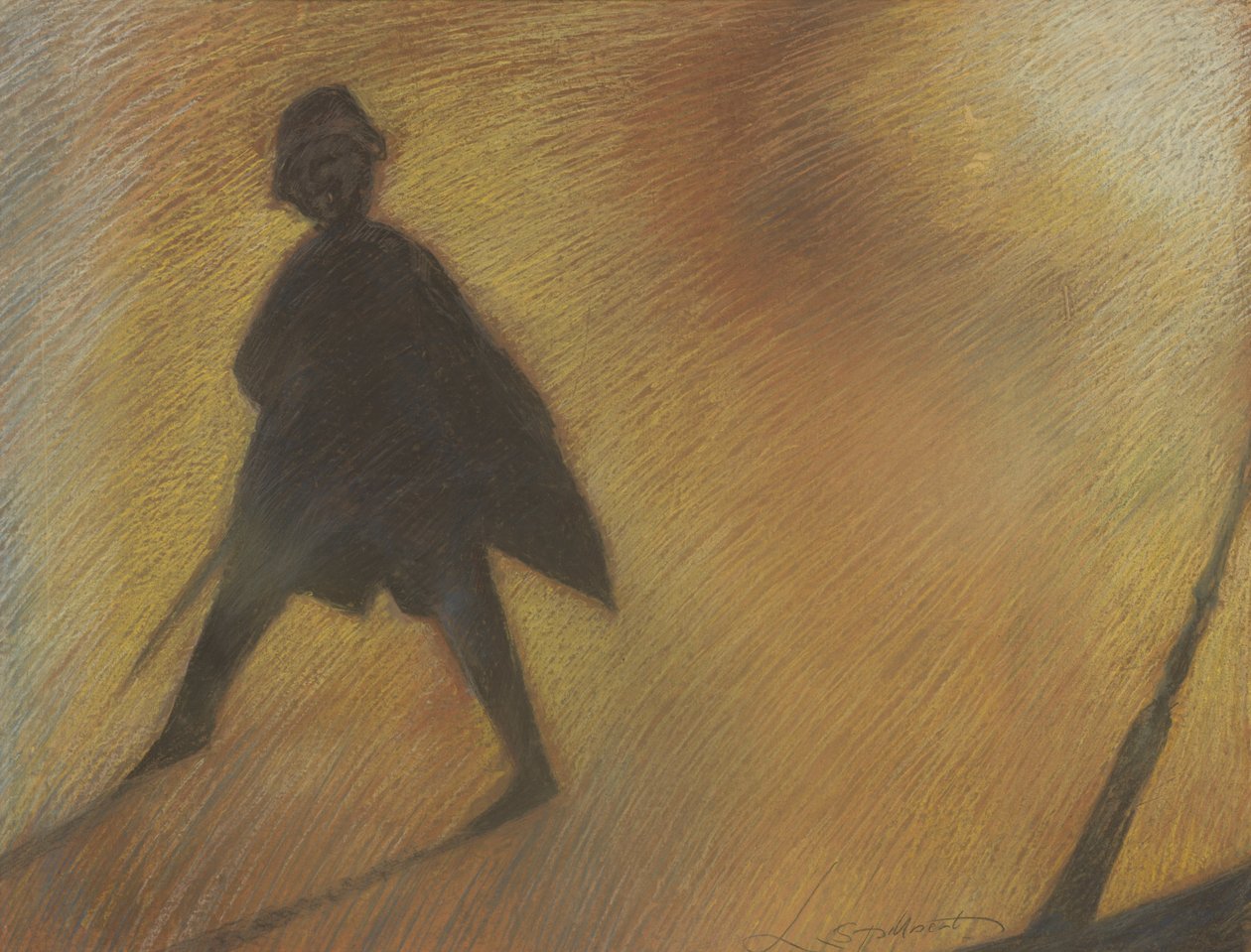 Het einde van een mooie dag, figuur in tegenlicht door Leon Spilliaert