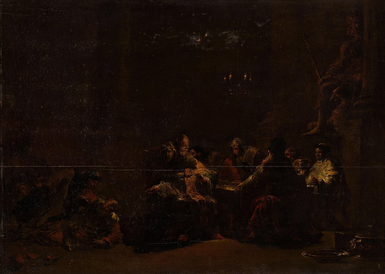 Pashur slaat Jeremia in de tempel door Leonaert Bramer