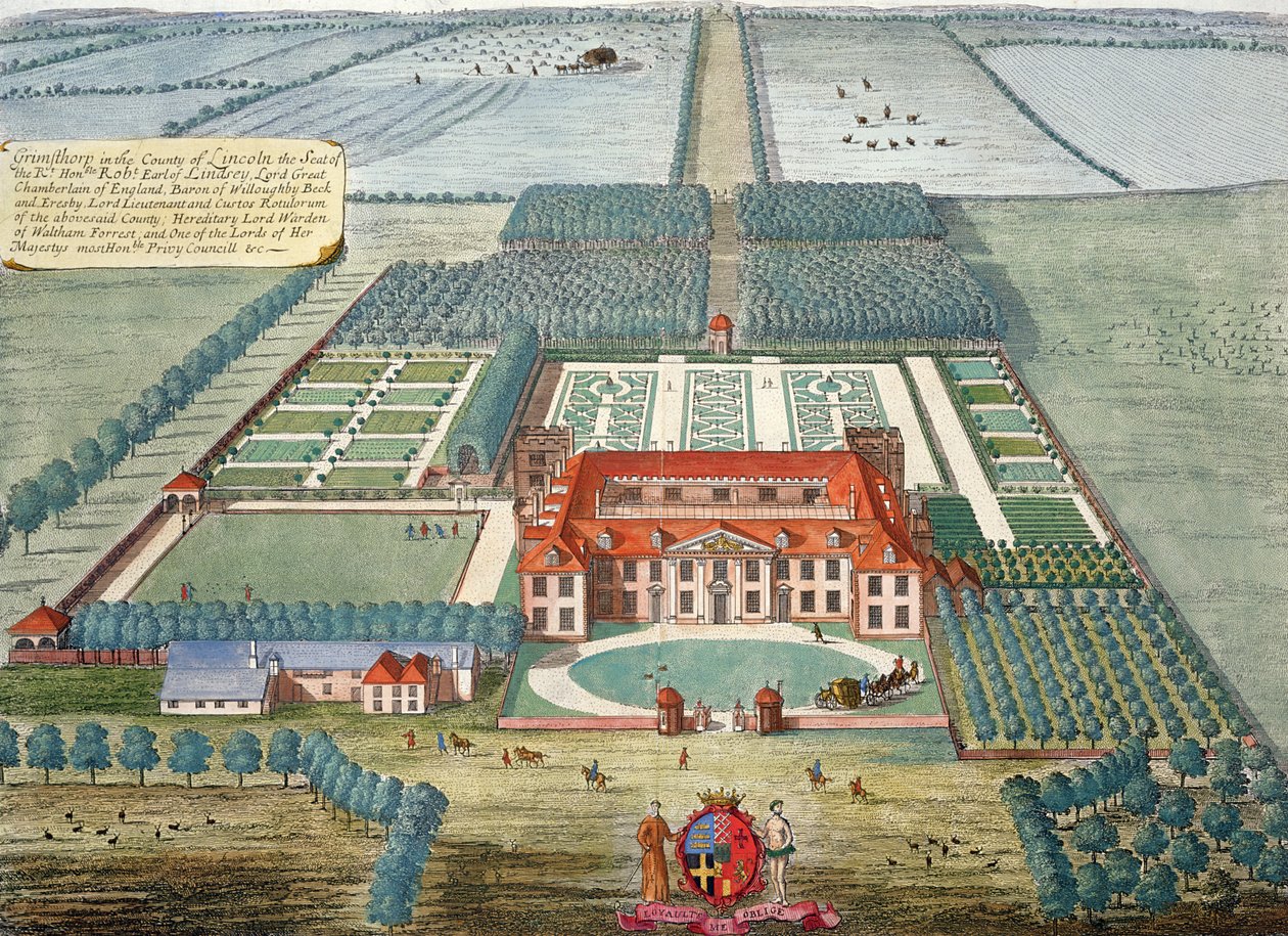 Grimsthorp in het graafschap Lincoln, gegraveerd door Johannes Kip door Leonard Knyff