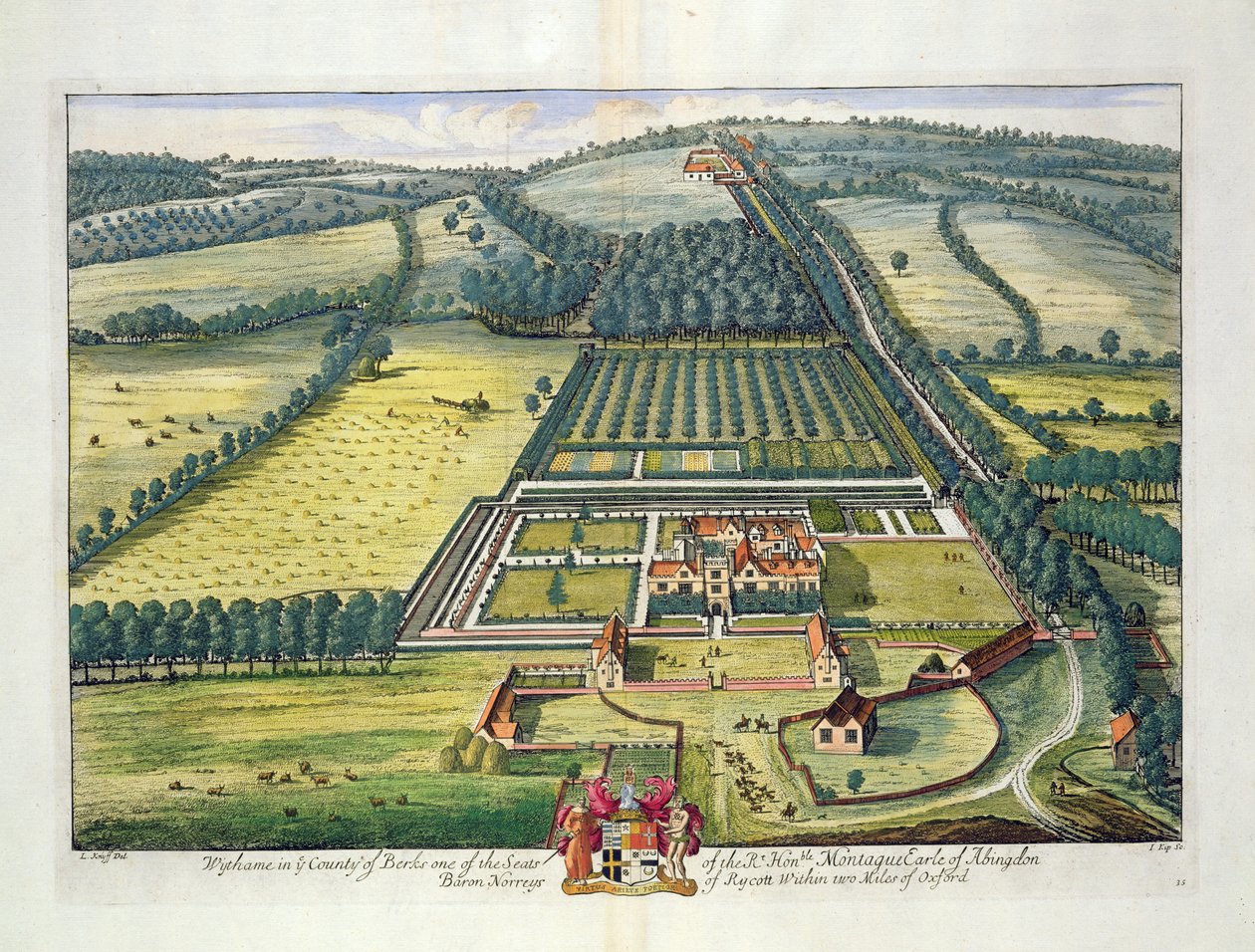 Wytham in het graafschap Berkshire gegraveerd door Johannes Kip (c.1652-1722) door Leonard Knyff