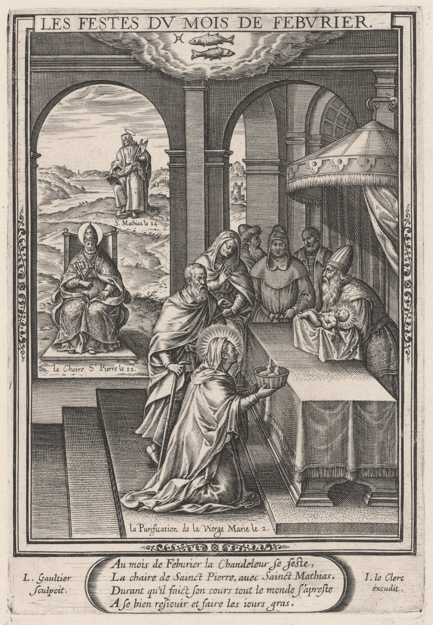 De Feesten van de Maand Februari (Februari: de Zuivering van de Maagd) door Leonard Gaultier