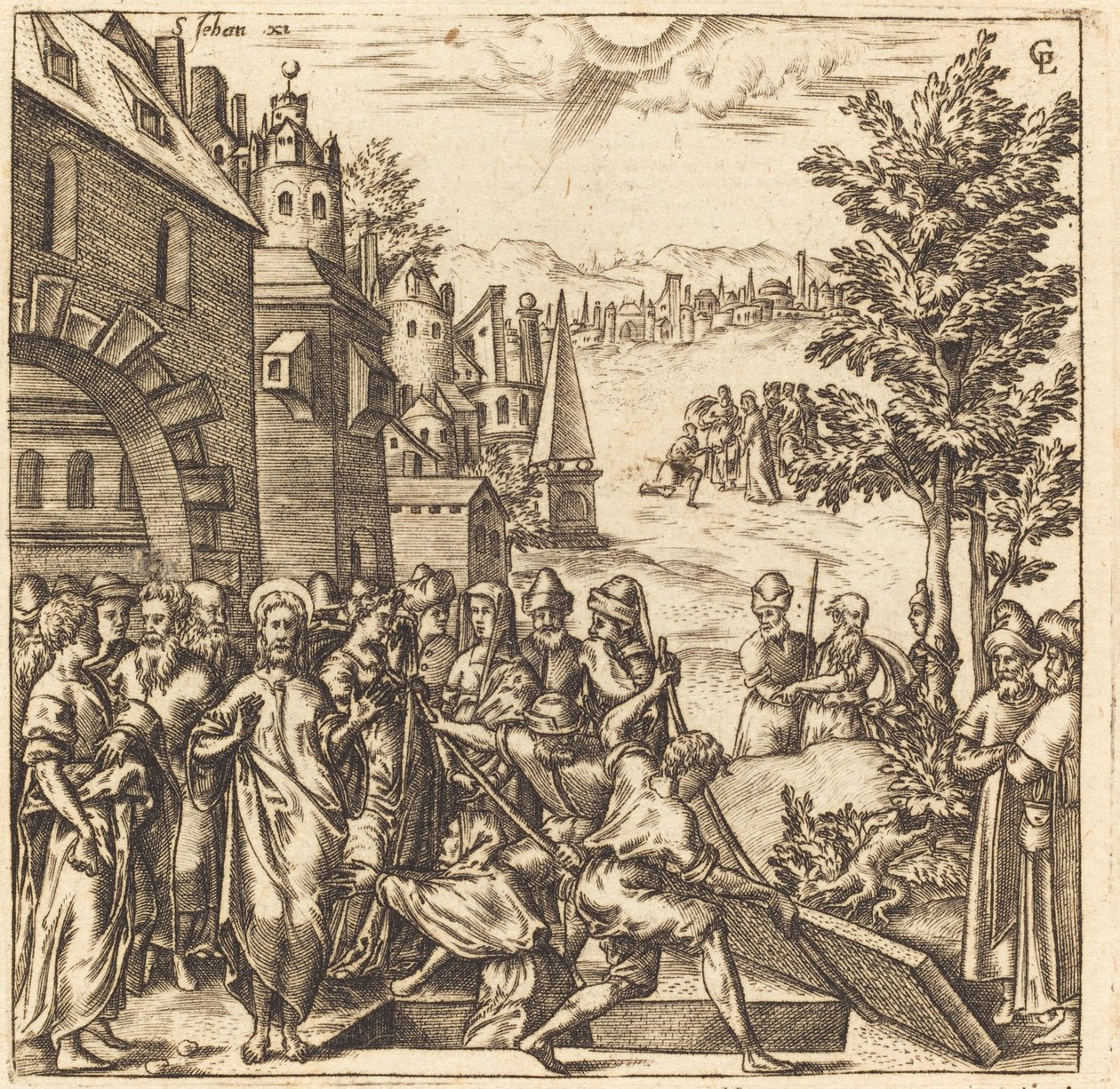 De opwekking van Lazarus door Leonard Gaultier