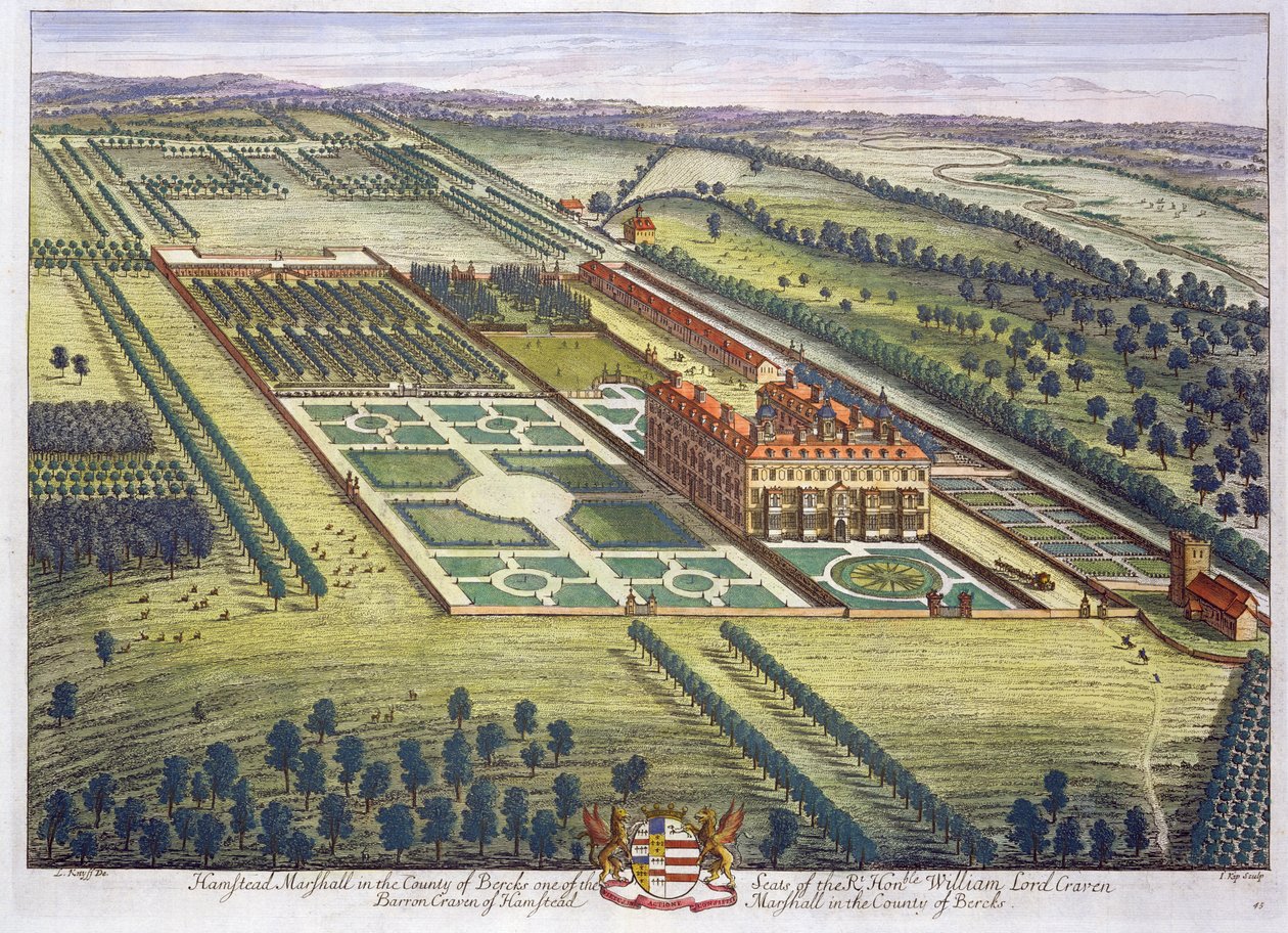 Hamstead Marshall in het graafschap Berkshire, gegraveerd door Johannes Kip door Leonard Knyff