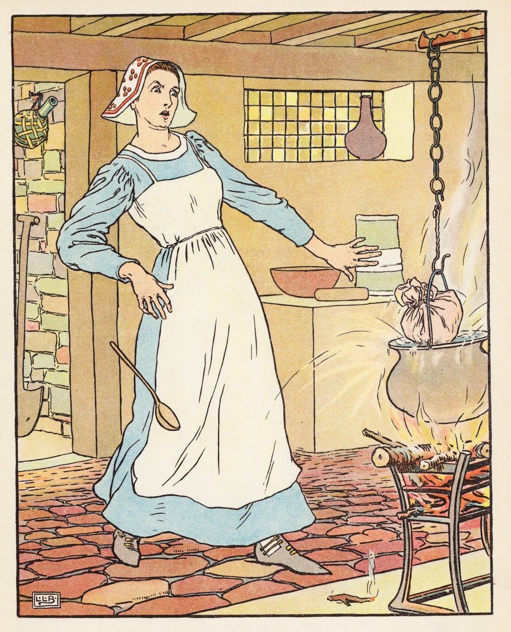 Klein Duimpje (kleurenlitho) door Leonard Leslie Brooke