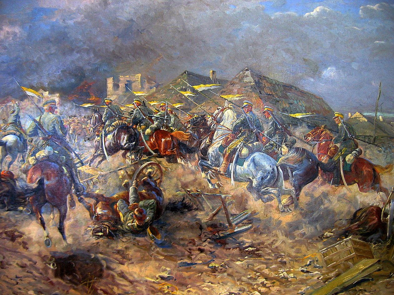 Aanval van Poolse Uhlans op bolsjewieken bij Sloutsk 1919, 1920 door Leonard Winterowski