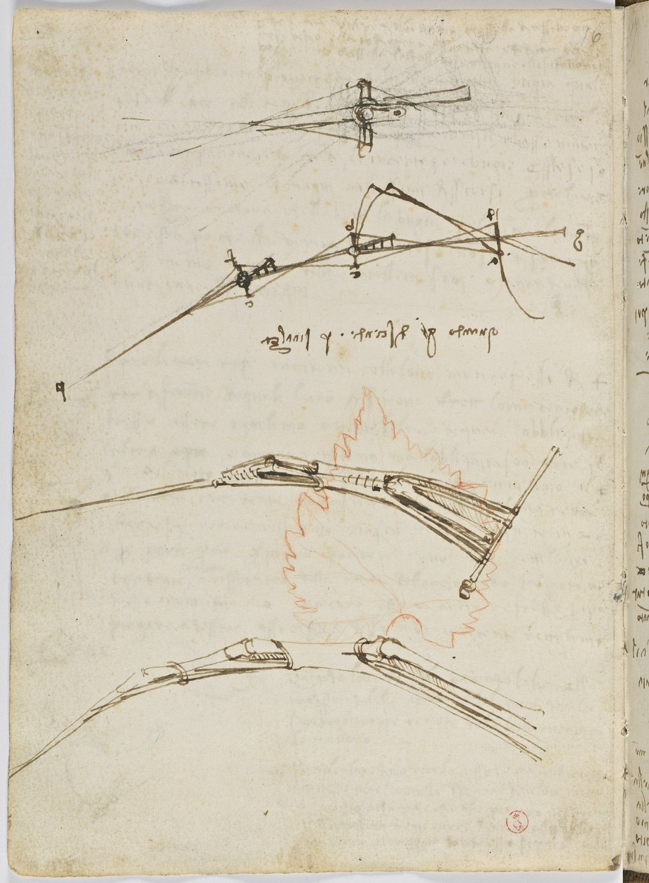 Vogelvluchtcode, c. 1505-06, blad 11 verso door Leonardo da Vinci