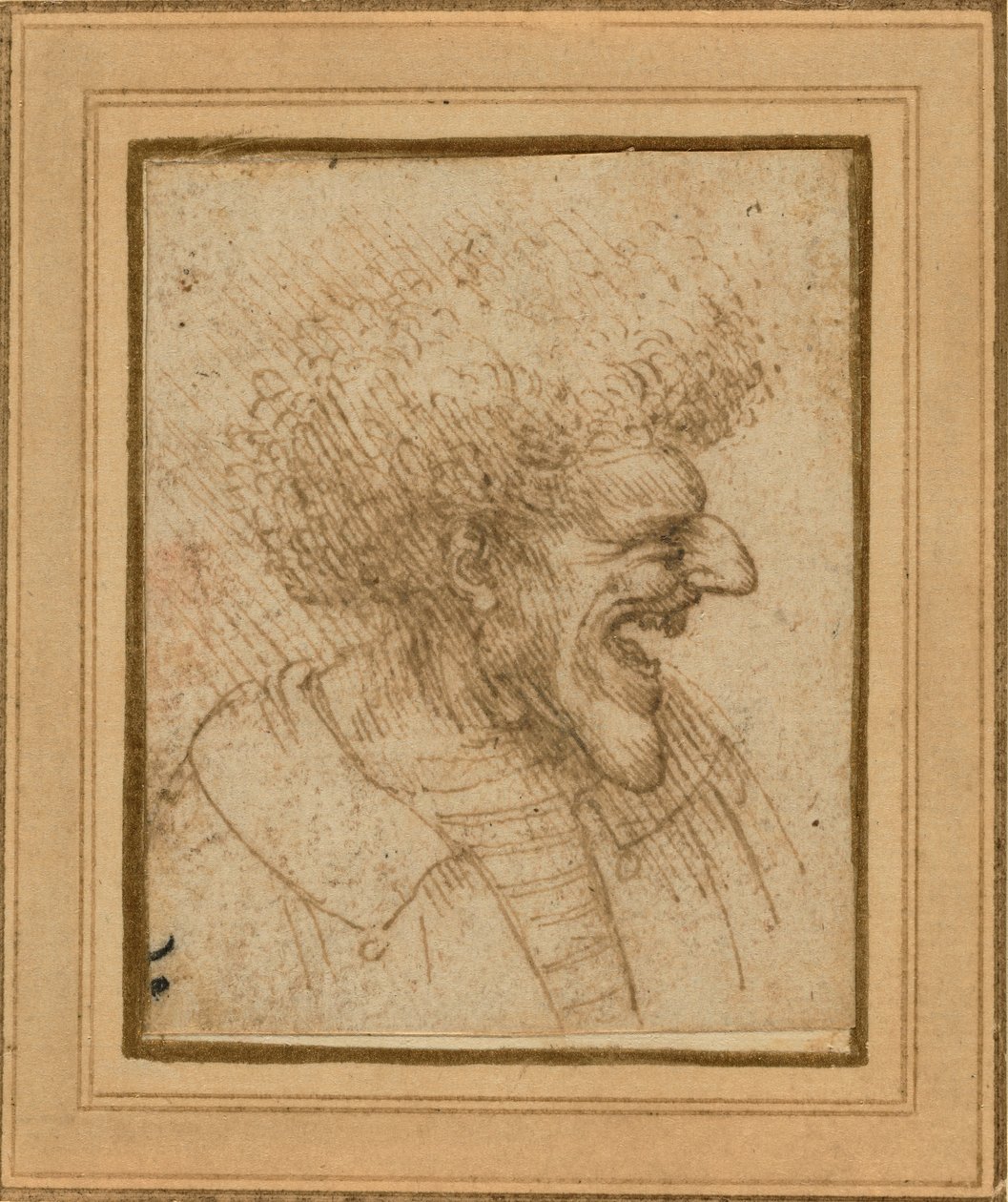 Karikatuur van een man met bossig haar, ca. 1495 door Leonardo da Vinci