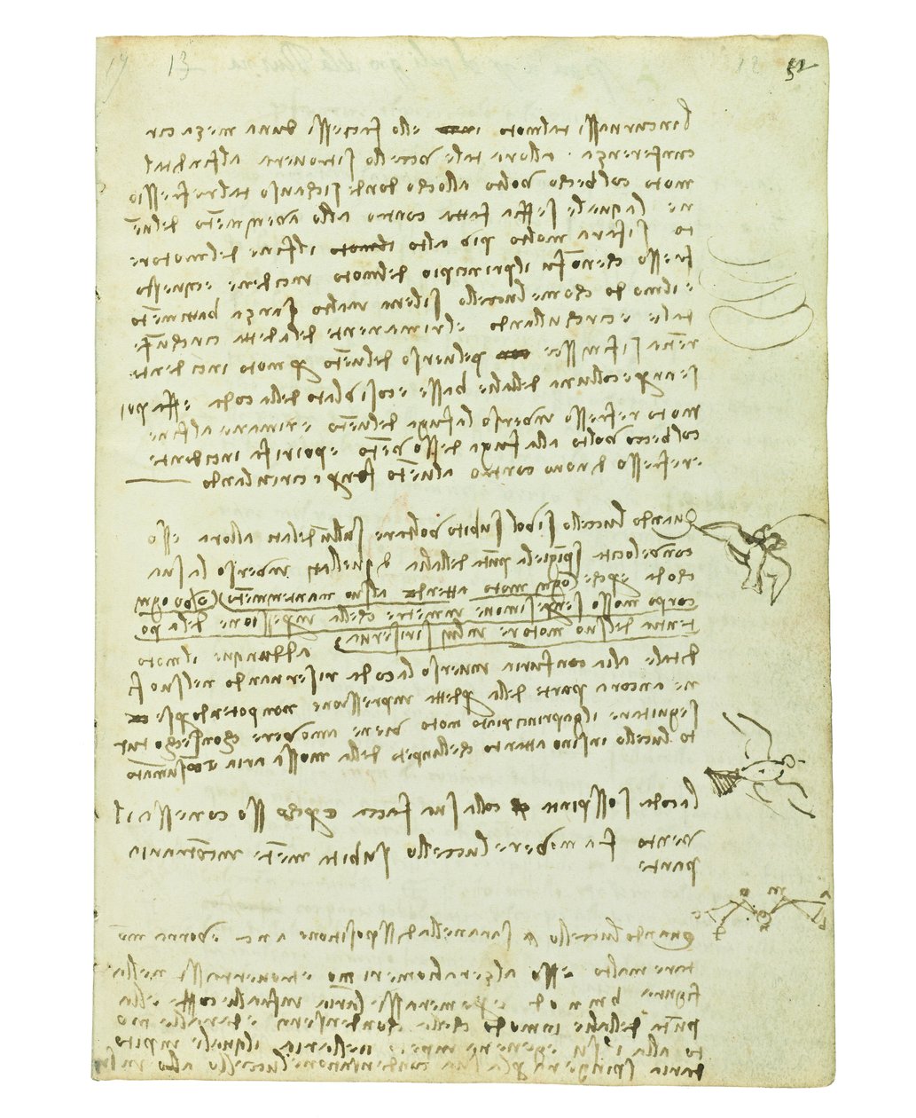 Codex over de vlucht van vogels, Folio 12 recto door Leonardo da Vinci