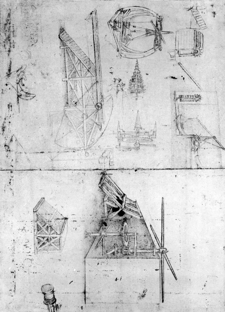 Machinery designs, fol. 394v door Leonardo da Vinci