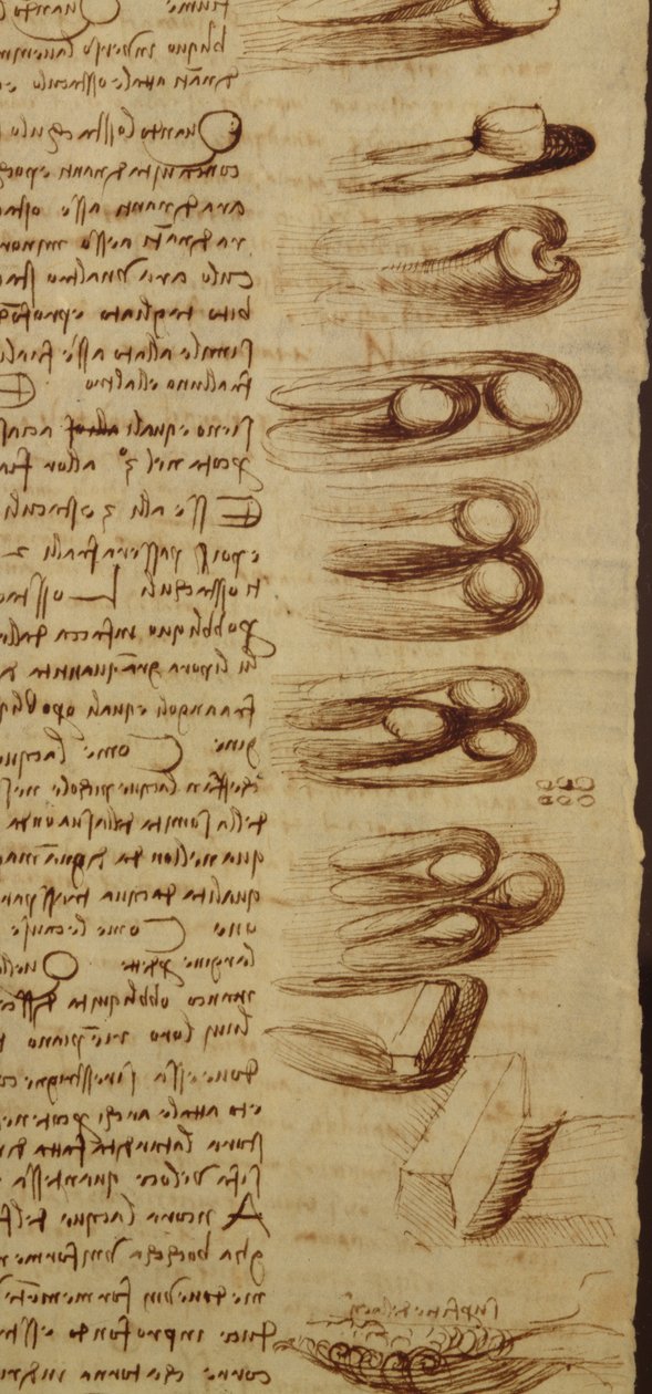 Wetenschappelijke diagrammen, uit de Codex Leicester, 1508-12 (detail) door Leonardo da Vinci