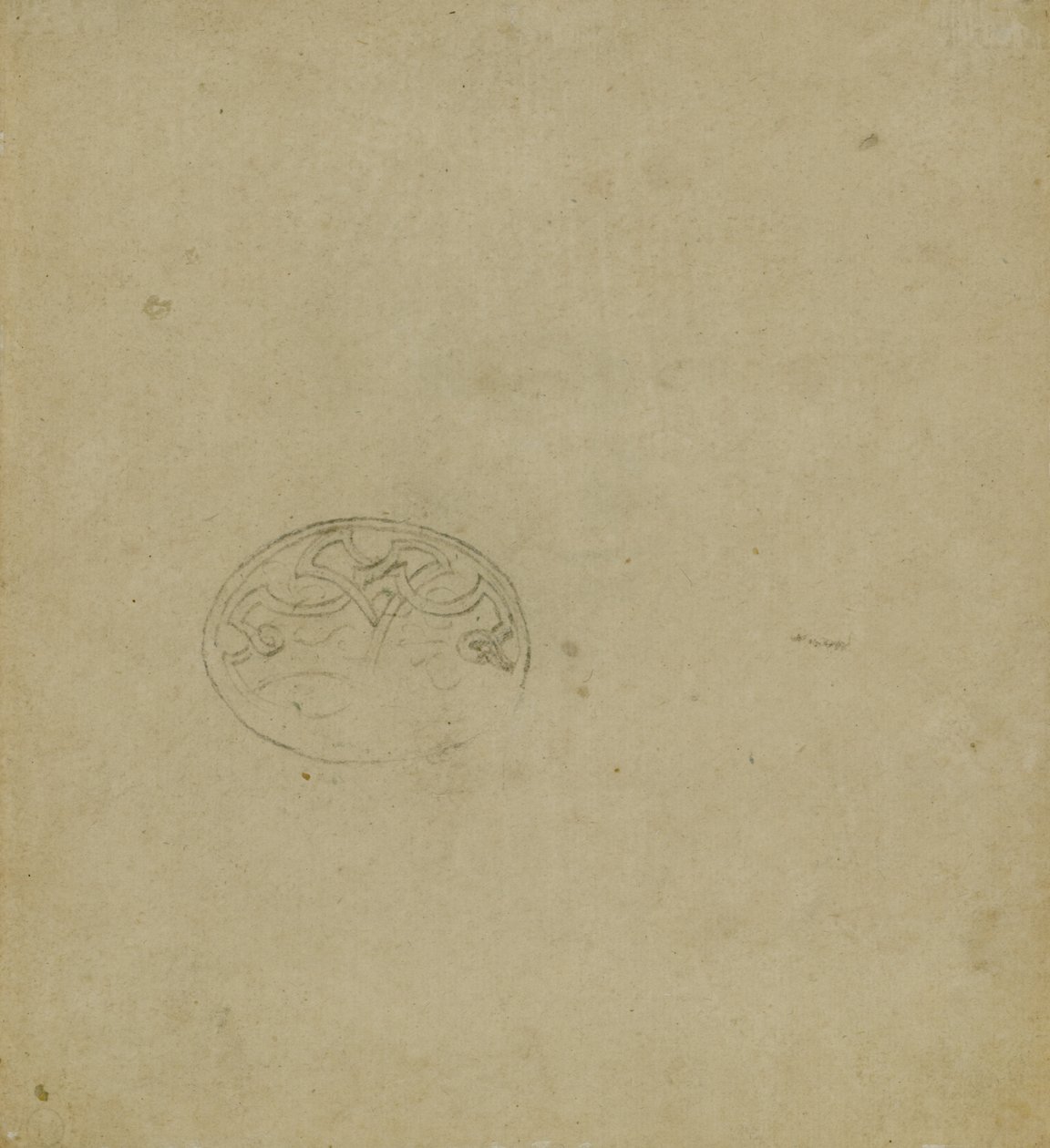 Schets van ornamentaal motief binnen ovaal, c. 1483-1485? door Leonardo da Vinci