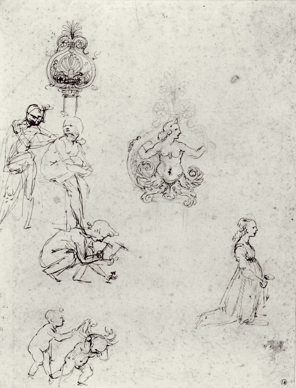 Studies van Figuren en Decoraties, c.1480-82 door Leonardo da Vinci