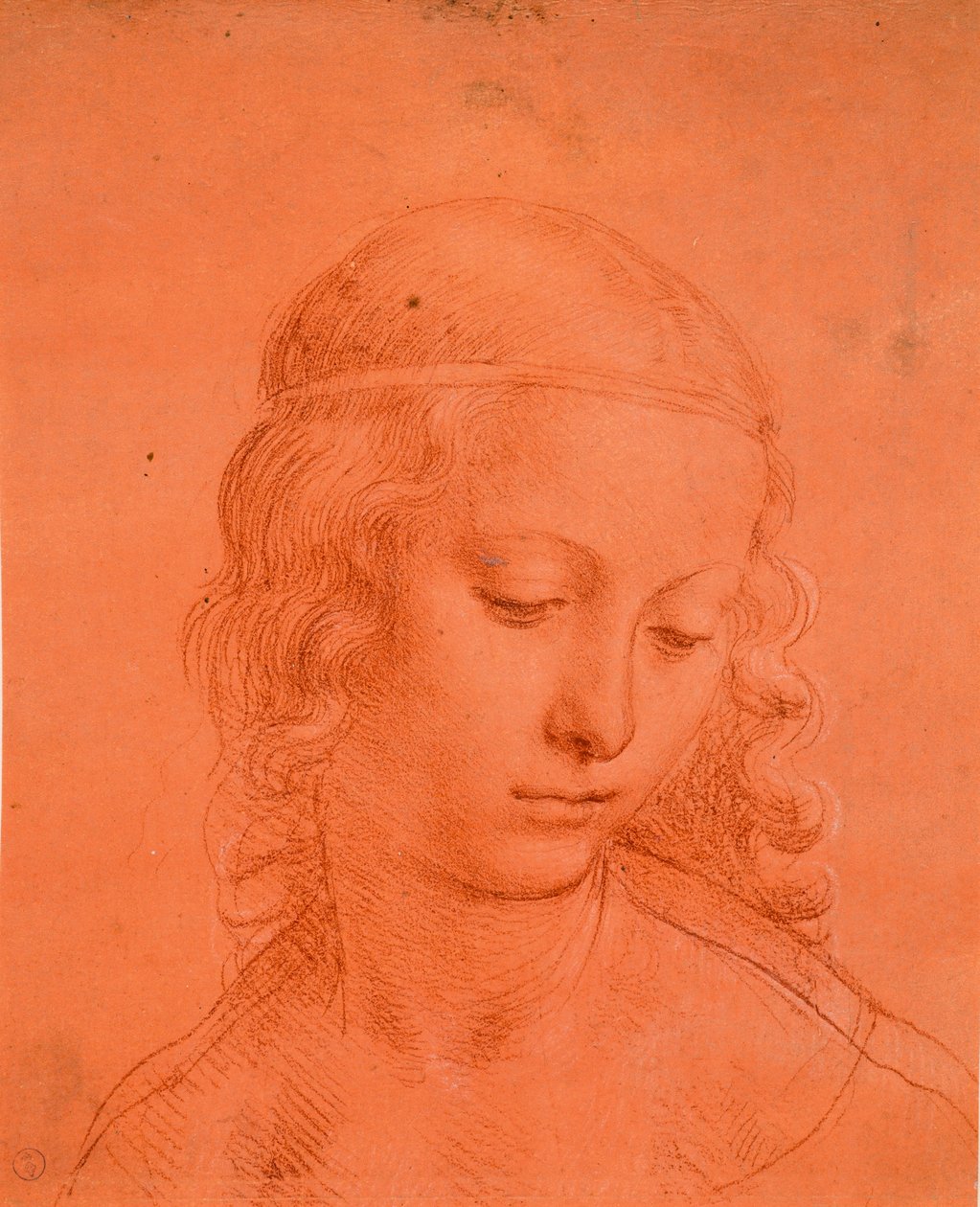 Hoofd van een meisje door Leonardo da school of Vinci