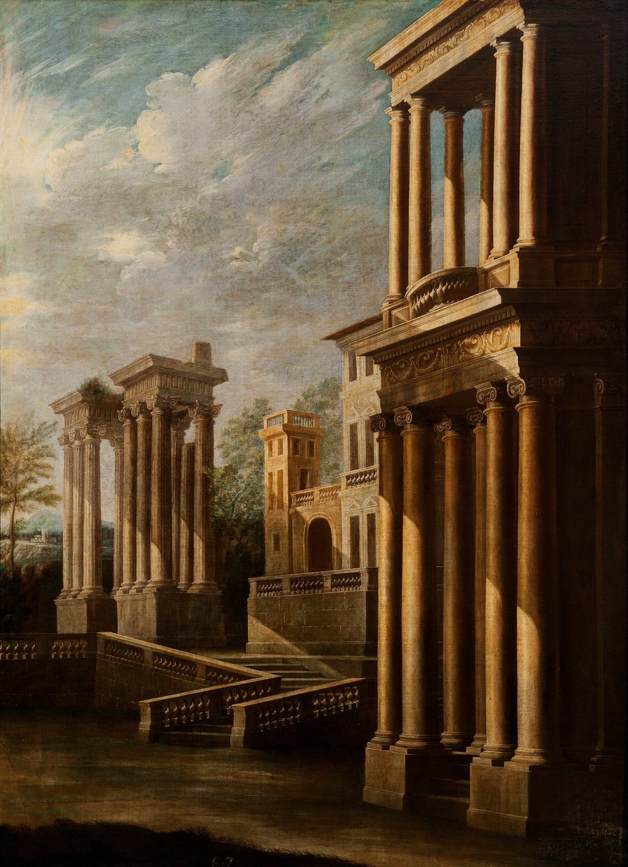 Buitenaanzicht van gebouwen door Leonardo Coccorante