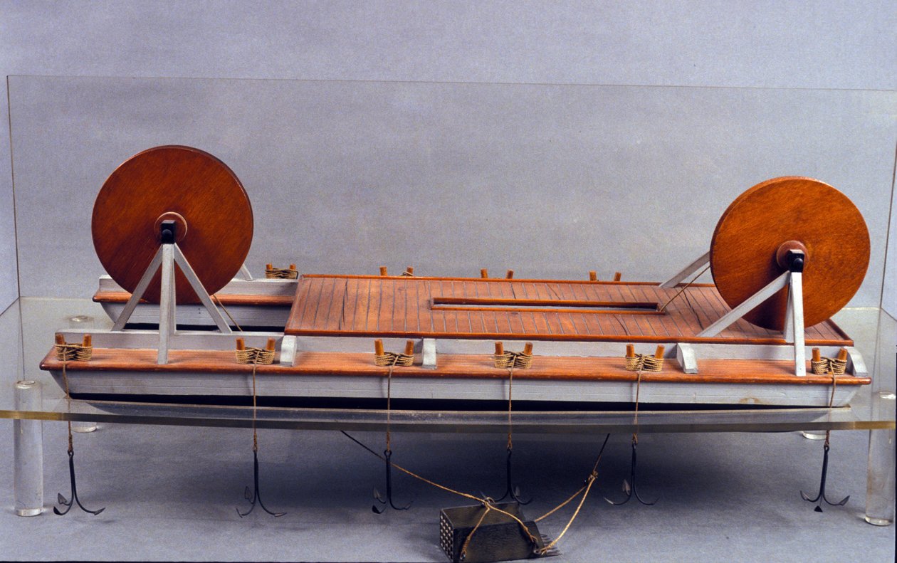 Rivier bagger, model van Leonardo da Vinci (1452-1519). Museum voor Wetenschap en Technologie, Milaan door Leonardo da (after) Vinci