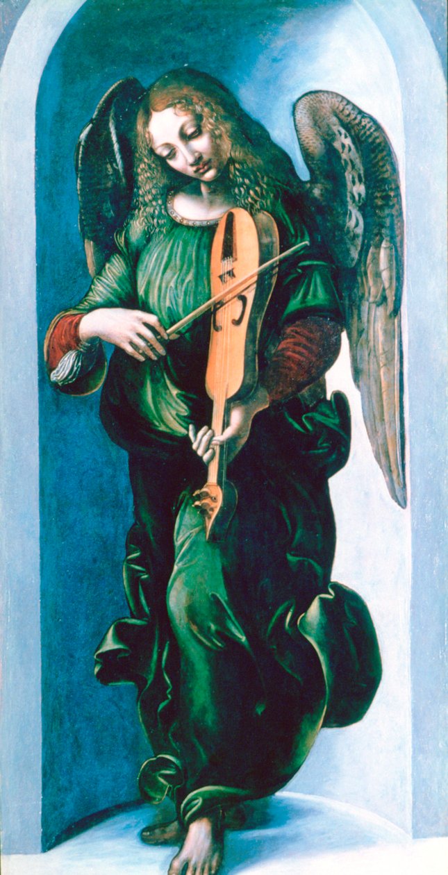 Een engel in groen met een vedel, c1500 door Leonardo da Vinci
