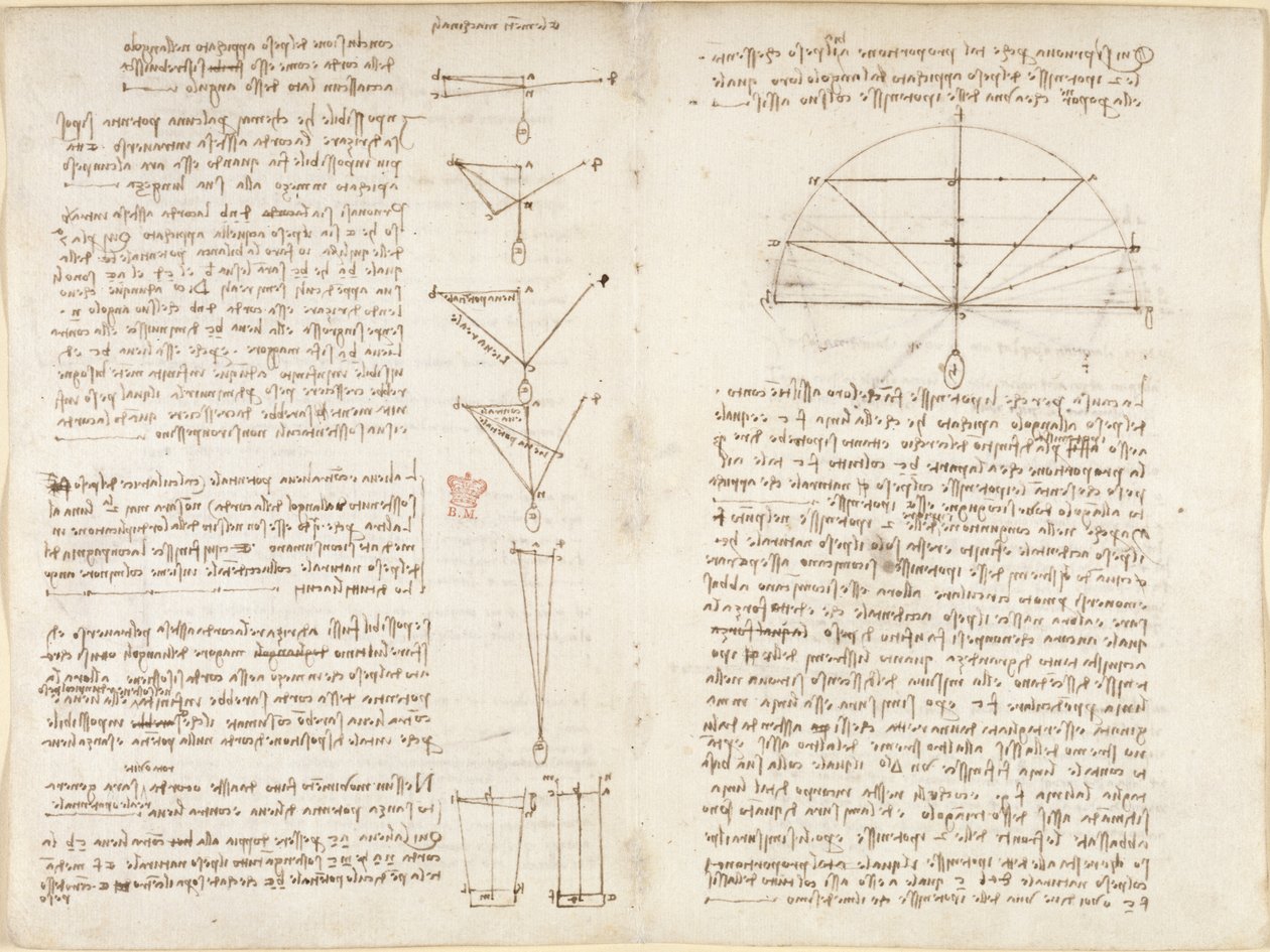 Notities en diagrammen over mechanica, getiteld 