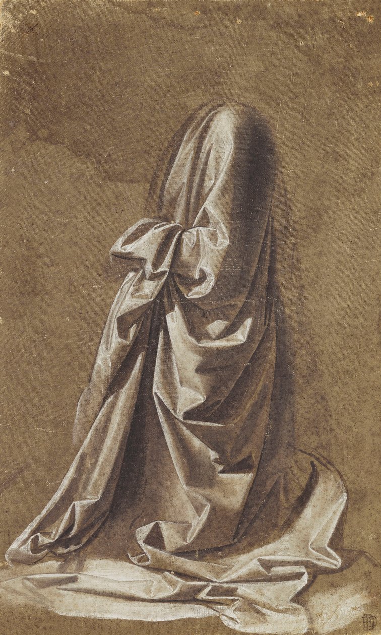 Draperiestudie voor een knielende figuur door Leonardo da Vinci