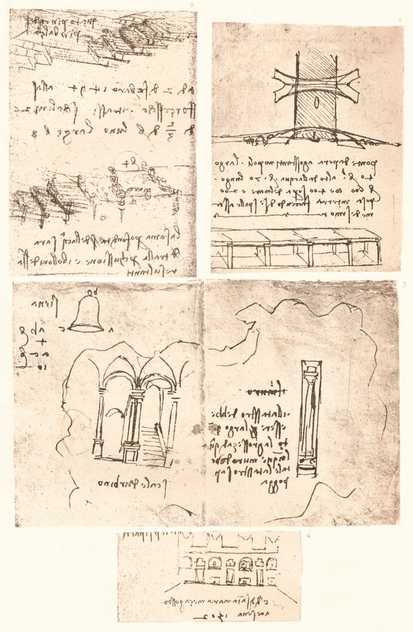 Vier Topografische Tekeningen door Leonardo da Vinci